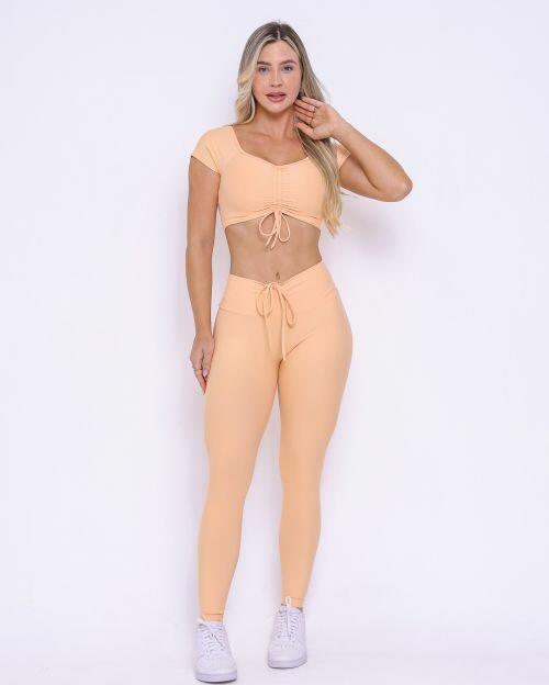 Conjunto Calça Legging Empina Light + Top Manguinha