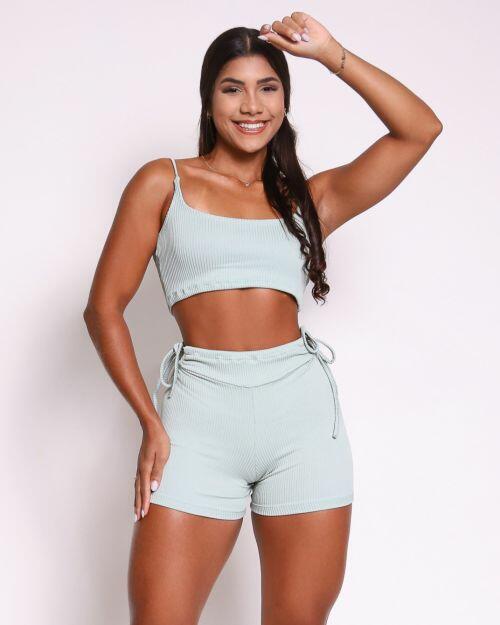 Conjunto Short Empina Ajuste Valência + Top Bruna