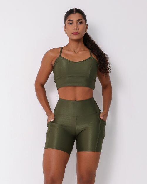 Conjunto Short Bolso Duplo Compressão + Top Kelly