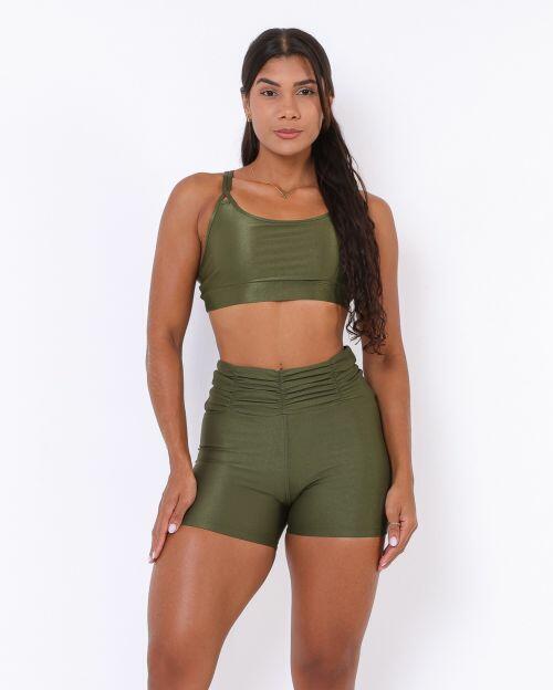 Conjunto Short Básico Cós Franzido Compressão + Top Lu