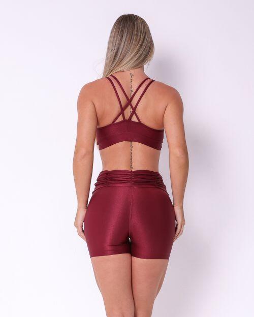 Conjunto Short Básico Cós Franzido Compressão + Top Lu