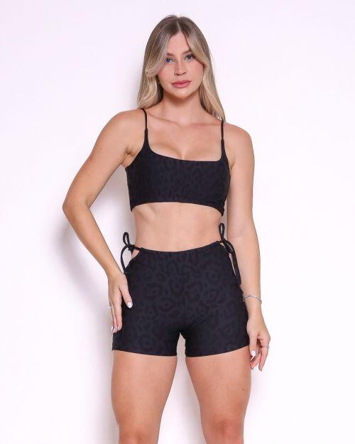 Conjunto Short Empina Ajuste New On�a Fit + Top Bruna