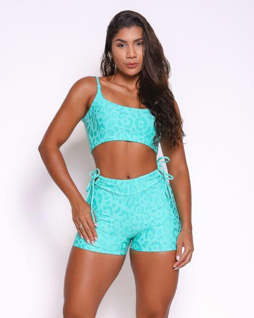 Conjunto Short Empina Ajuste New On�a Fit + Top Bruna