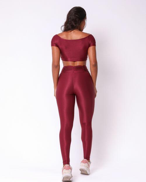 Conjunto Cal�a B�sica C�s Franzido Compress�o + Top Manguinha