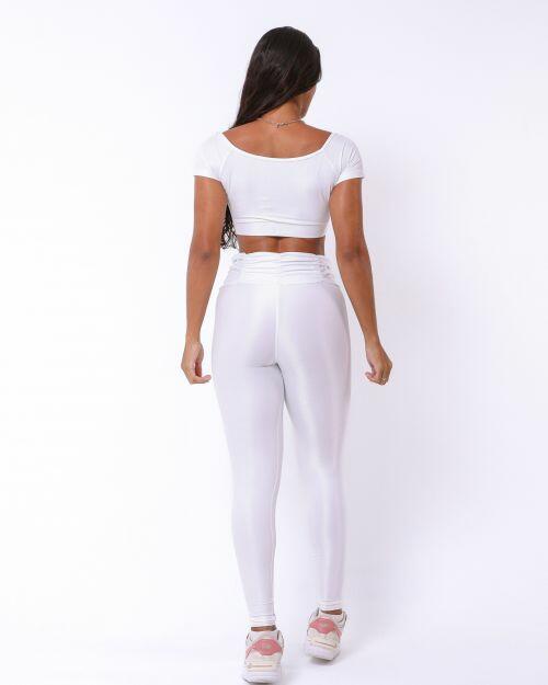 Conjunto Cal�a B�sica C�s Franzido Compress�o + Top Manguinha