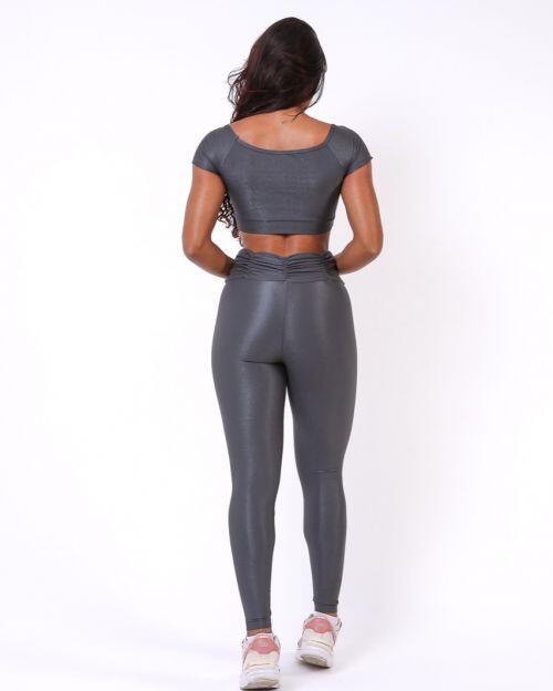 Conjunto Cal�a B�sica C�s Franzido Compress�o + Top Manguinha