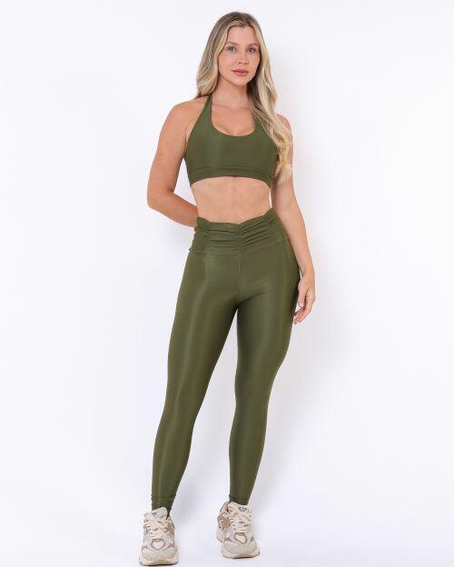 Conjunto Calça Básica Cós Franzido Compressão + Top Jhully