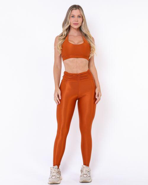 Conjunto Calça Básica Cós Franzido Compressão + Top Jhully