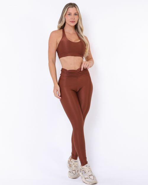 Conjunto Calça Básica Cós Franzido Compressão + Top Jhully