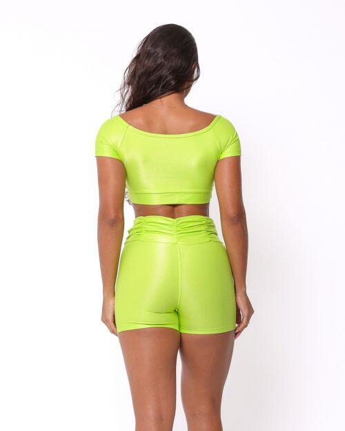Conjunto Short Básico Cós Franzido Compressão + Top Manguinha