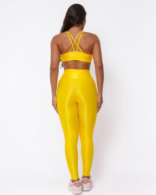 Conjunto Cal�a Legging B�sica Bolso Compress�o + Top Lu