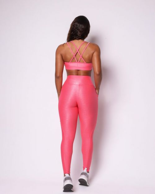 Conjunto Cal�a Legging B�sica Bolso Compress�o + Top Lu