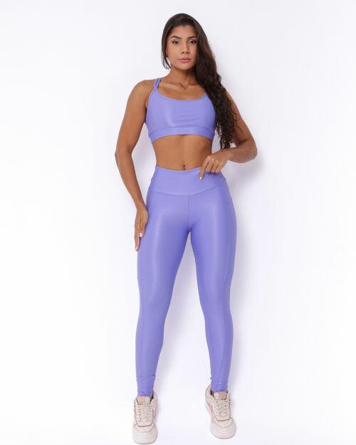 Conjunto Cal�a Legging B�sica Bolso Compress�o + Top Lu