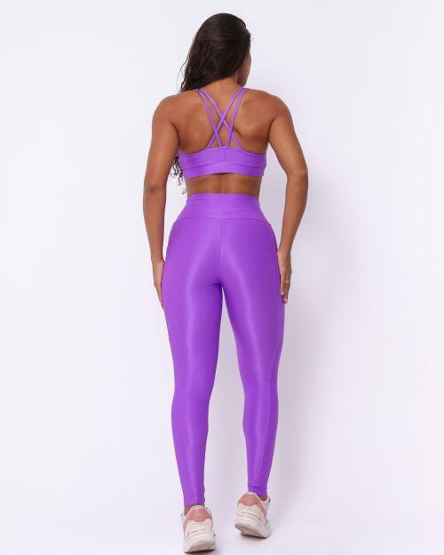 Conjunto Cal�a Legging B�sica Bolso Compress�o + Top Lu