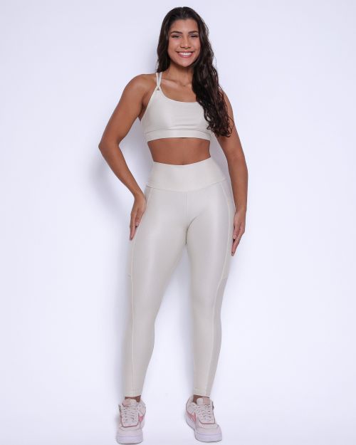 Conjunto Cal�a Legging B�sica Bolso Compress�o + Top Lu