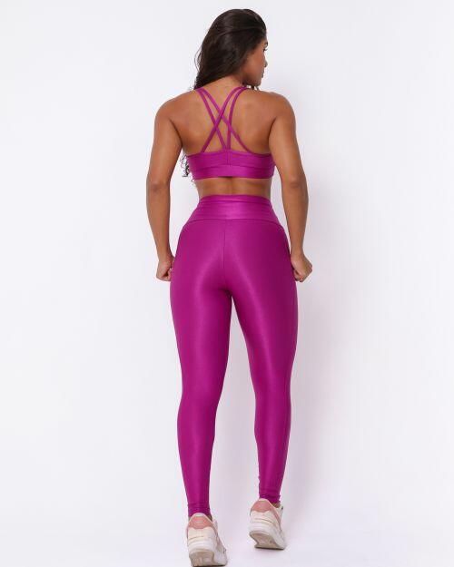 Conjunto Cal�a Legging B�sica Bolso Compress�o + Top Lu