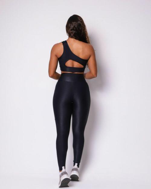 Conjunto Calça Legging Básica Bolso Compressão + Top Paloma