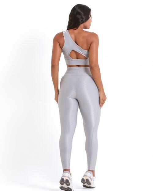 Conjunto Calça Legging Básica Bolso Compressão + Top Paloma