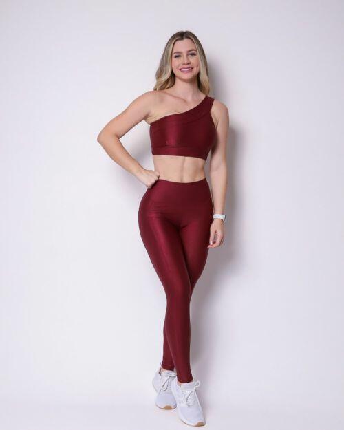 Conjunto Calça Legging Básica Bolso Compressão + Top Paloma