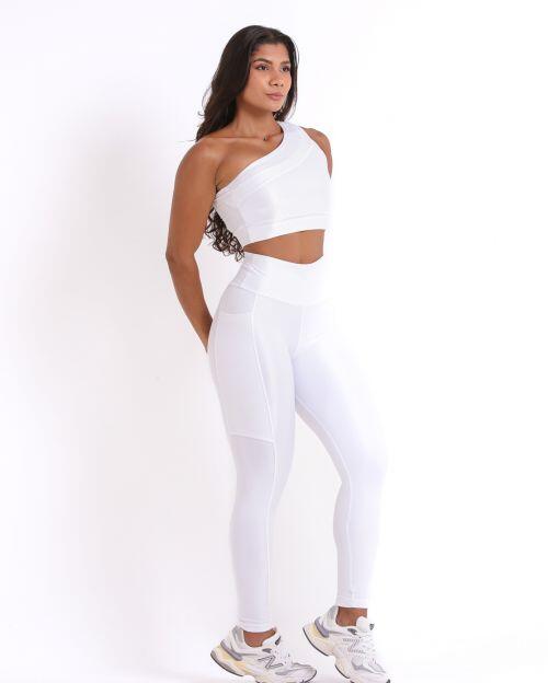 Conjunto Calça Legging Básica Bolso Compressão + Top Paloma