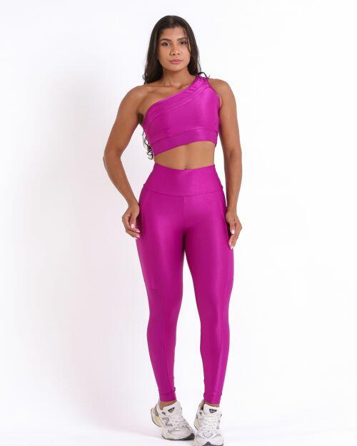 Conjunto Calça Legging Básica Bolso Compressão + Top Paloma