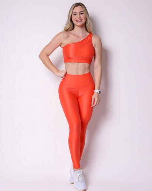 Conjunto Calça Legging Básica Bolso Compressão + Top Paloma