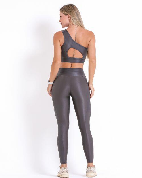 Conjunto Calça Legging Básica Bolso Compressão + Top Paloma