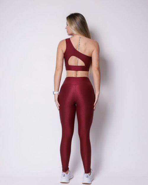 Conjunto Calça Legging Básica Bolso Compressão + Top Paloma