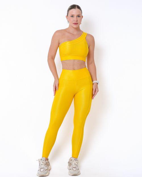 Conjunto Calça Legging Básica Bolso Compressão + Top Paloma