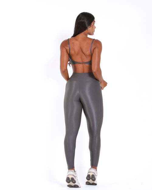 Conjunto Calça Legging Básica Bolso Compressão + Top Ju