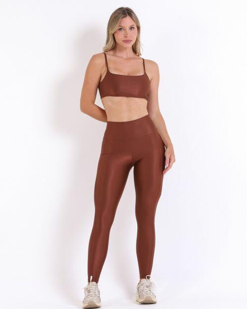 Conjunto Calça Legging Básica Bolso Compressão + Top Ju