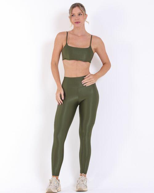 Conjunto Calça Legging Básica Bolso Compressão + Top Ju