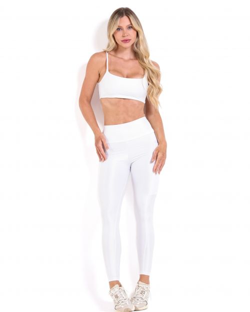 Conjunto Calça Legging Básica Bolso Compressão + Top Ju