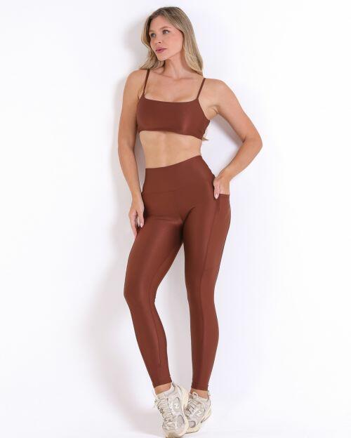 Conjunto Calça Legging Básica Bolso Compressão + Top Ju