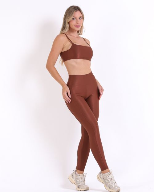 Conjunto Calça Legging Básica Bolso Compressão + Top Ju