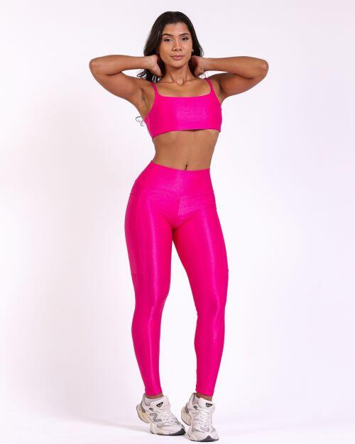 Conjunto Cal�a Legging B�sica Bolso Compress�o + Top Ju
