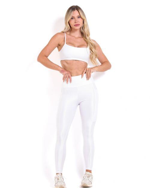 Conjunto Calça Legging Básica Bolso Compressão + Top Ju