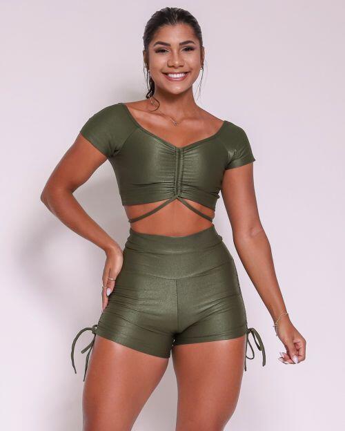 Conjunto Short Empina Cross Compressão + Top Manguinha