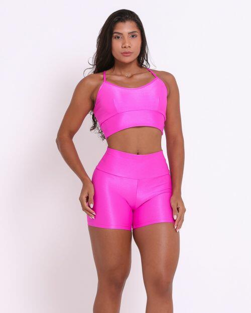 Conjunto Short B�sico Curtinho Compress�o + Top Kelly