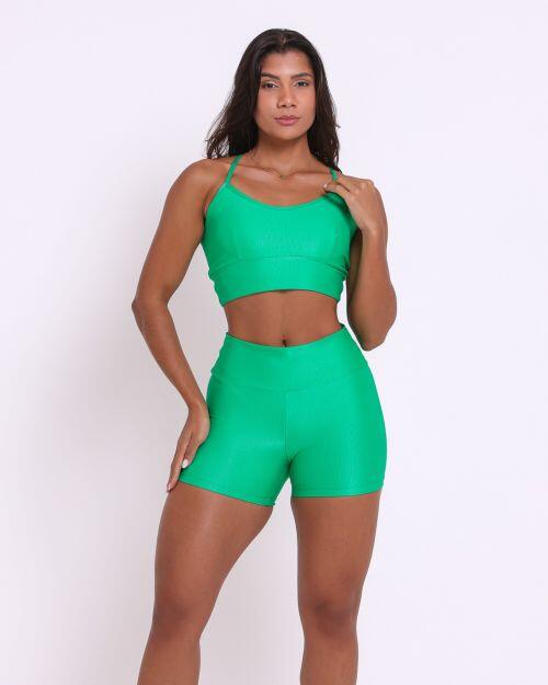 Conjunto Short B�sico Curtinho Compress�o + Top Kelly
