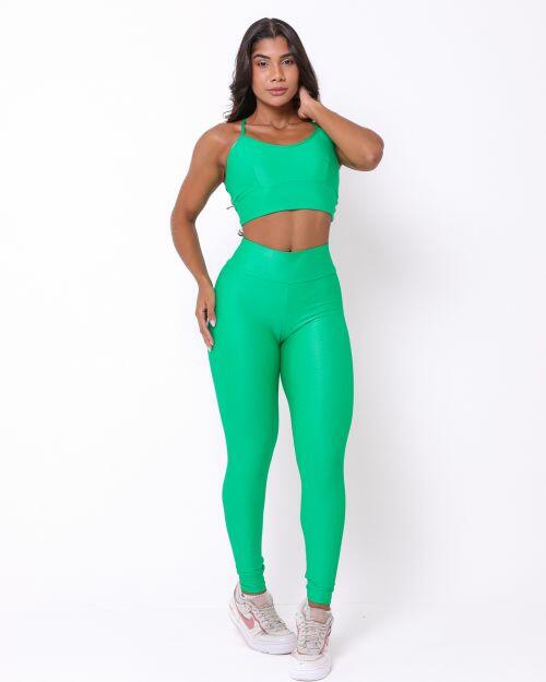 Conjunto Cal�a Legging B�sica Compress�o  + Top Kelly