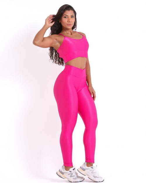 Conjunto Cal�a Legging B�sica Compress�o  + Top Kelly