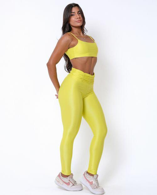 Conjunto Calça Básica Cós Franzido Compressão + Top Ju