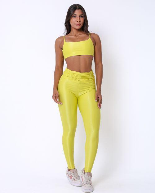 Conjunto Calça Básica Cós Franzido Compressão + Top Ju