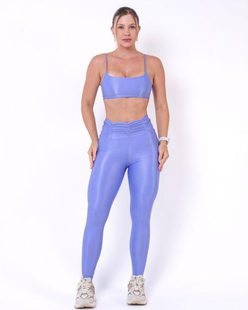 Conjunto Calça Básica Cós Franzido Compressão + Top Ju