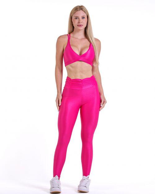 Conjunto Calça Básica Cós Franzido Compressão + Top Vivi
