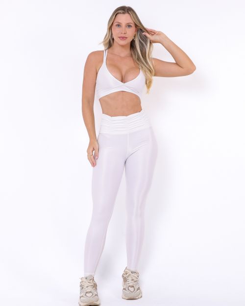 Conjunto Calça Básica Cós Franzido Compressão + Top Vivi