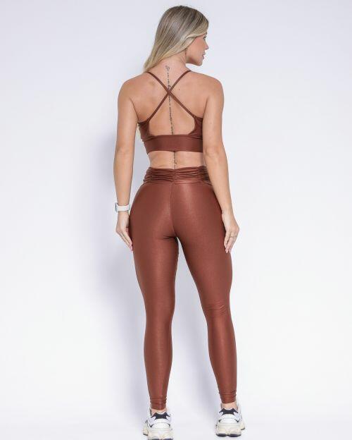 Conjunto Calça Básica Cós Franzido Compressão + Top Kelly