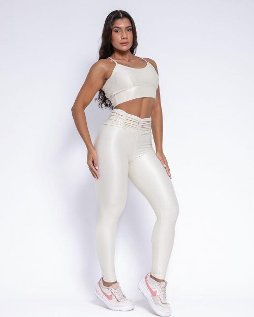 Conjunto Calça Básica Cós Franzido Compressão + Top Kelly
