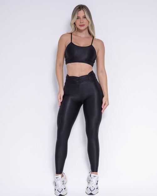 Conjunto Calça Básica Cós Franzido Compressão + Top Marta